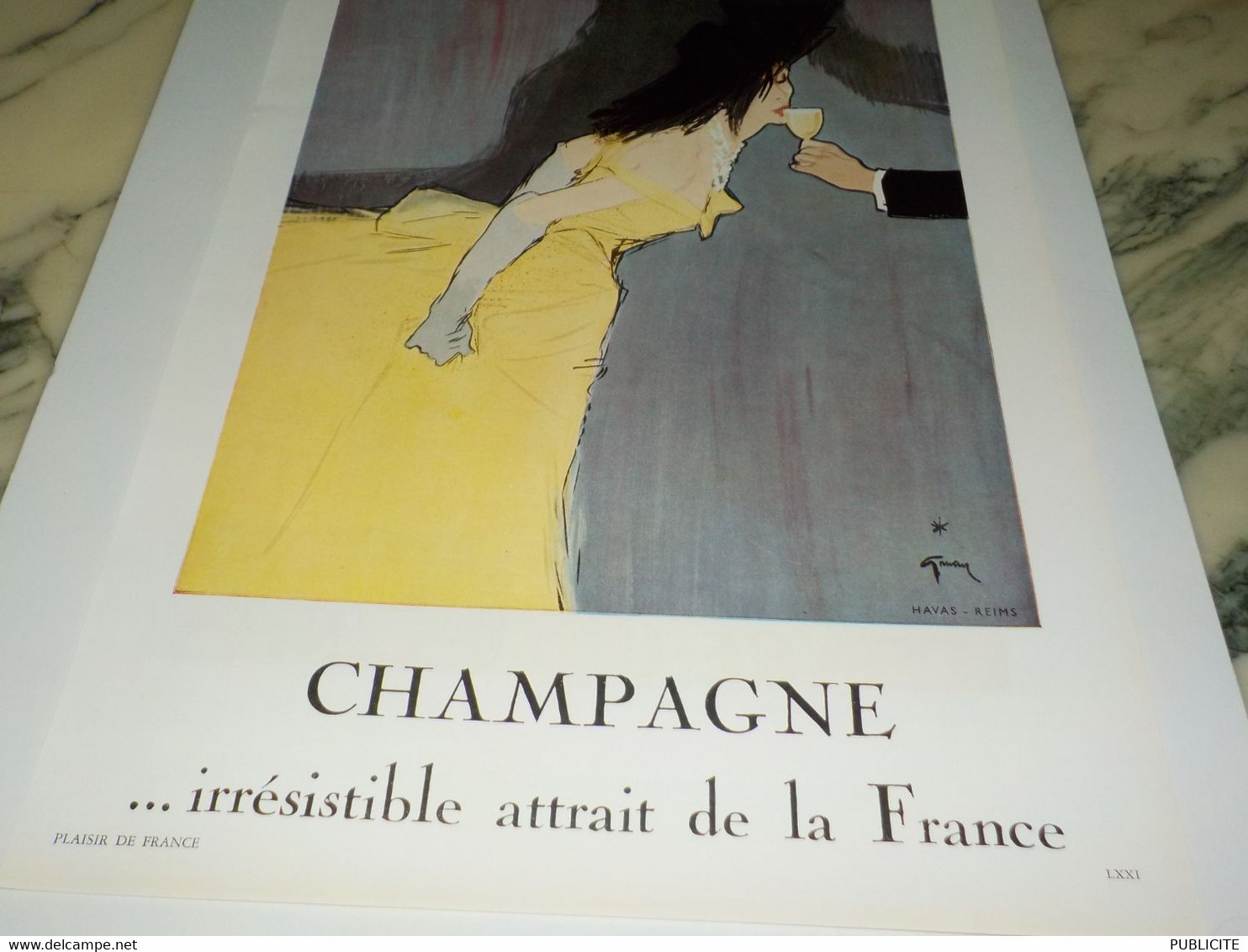ANCIENNE PUBLICITE ATTRAIT DE LA FRANCE CHAMPAGNE 1950 - Alcools