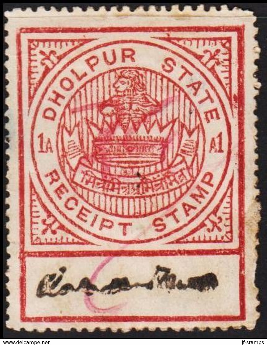 1930. DHOLPUR STATE. 1 A RECEIPT STAMP.  - JF523623 - Chamba