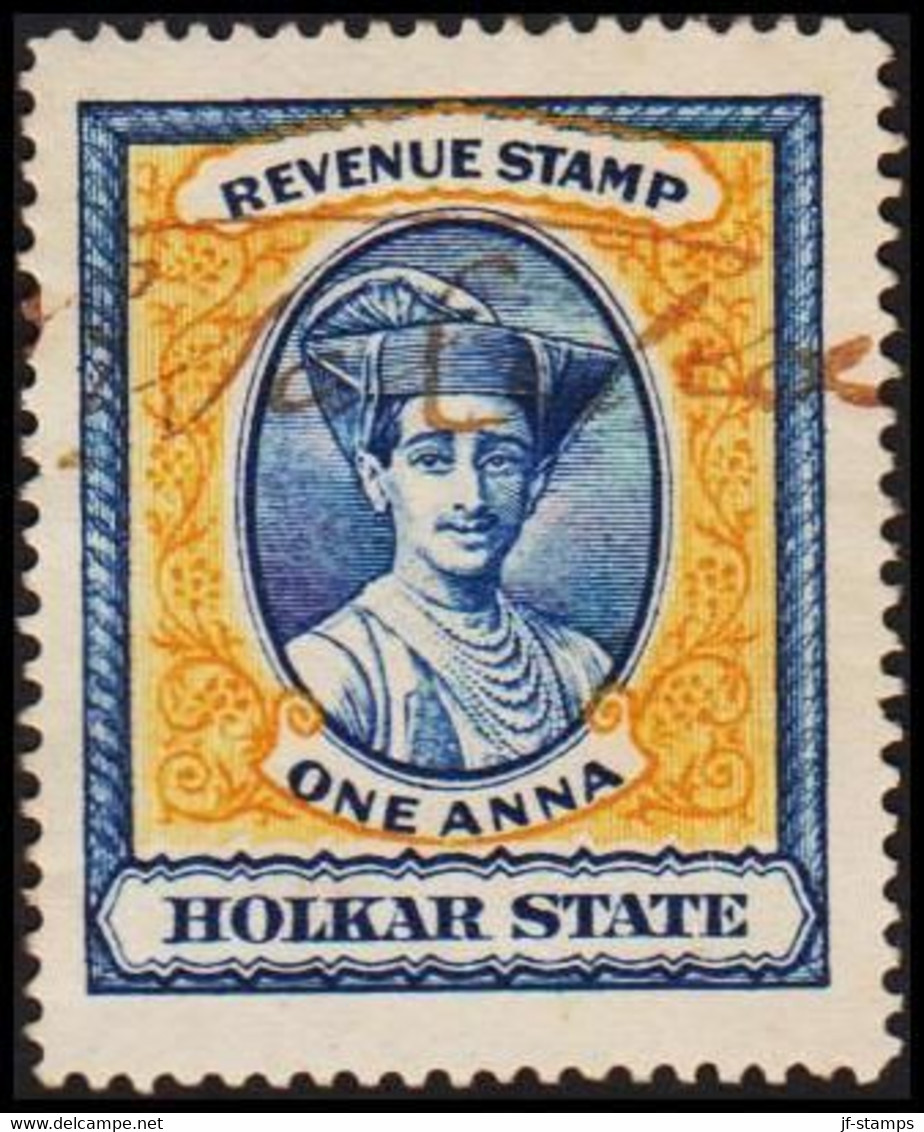 1920. HOLKAR STATE. ONE ANNA REVENUE STAMP.  - JF523628 - Chamba