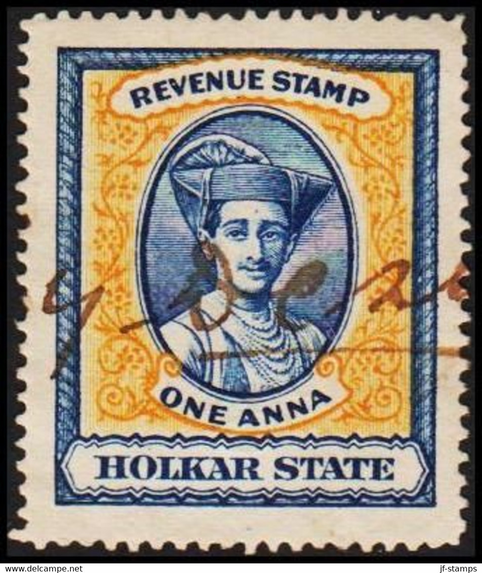 1920. HOLKAR STATE. ONE ANNA REVENUE STAMP.  - JF523629 - Chamba