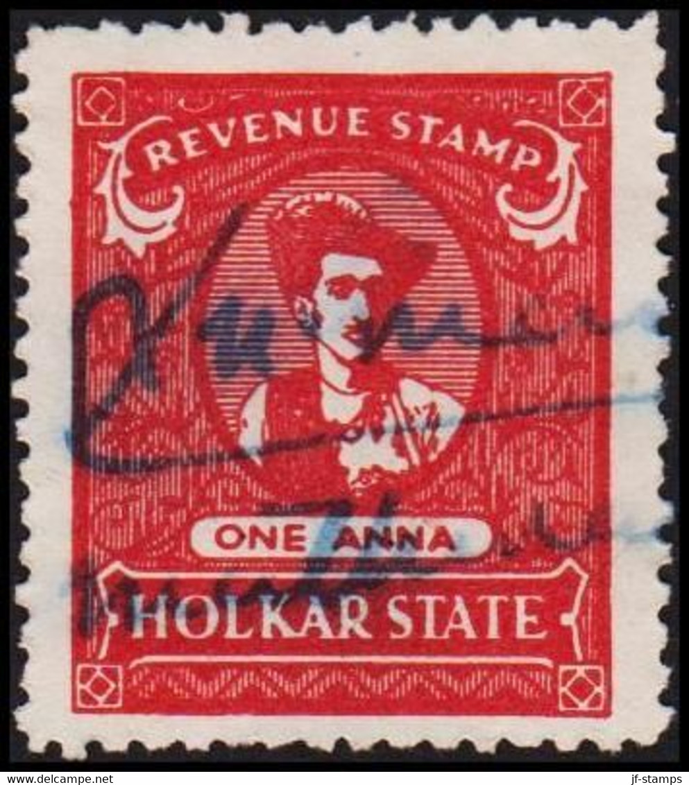 1930. HOLKAR STATE. ONE ANNA REVENUE STAMP.  - JF523650 - Chamba