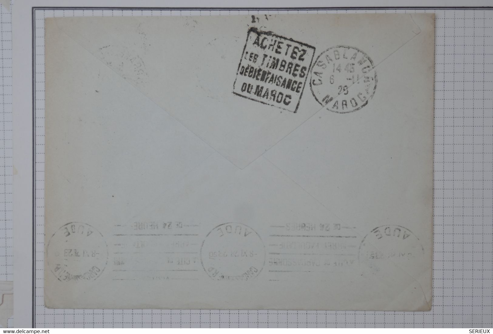 BA10 MAROC  BELLE  LETTRE  RR 1929 MARAKECH  POUR CARCASSONE FRANCE  +DAGUIN + AFFRANC. INTERESANT - Briefe U. Dokumente