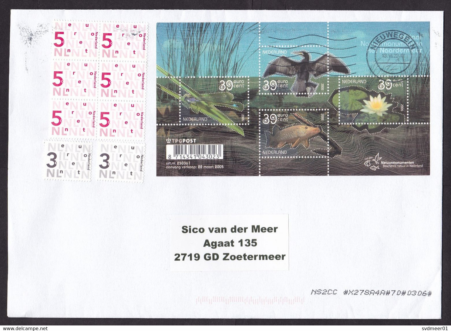 Netherlands: Cover, 2022, 12 Stamps, Mini Sheet, Bird, Dragonfly, Fish, Water Lily Flower, Environment (traces Of Use) - Brieven En Documenten