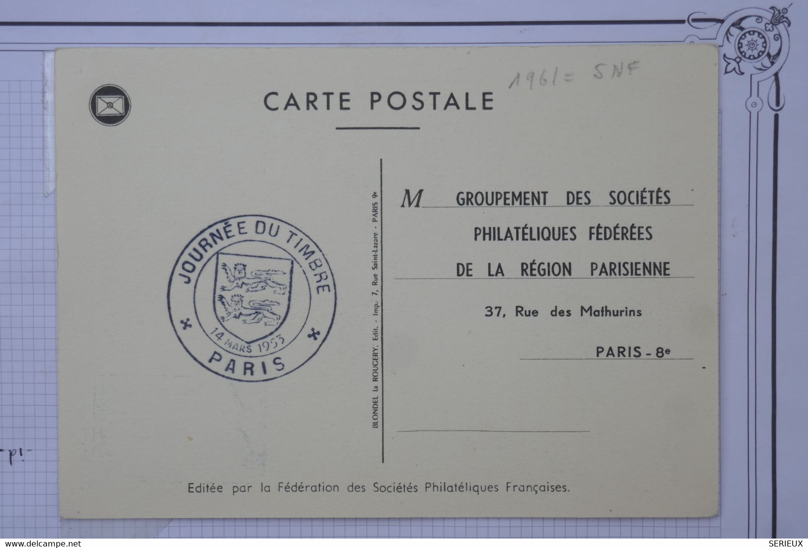 BA10 FRANCE    BELLE CARTE MAXI   1953 PARIS JOURNEE DU TIMBRE +D ARGENSON++AFFRANC. PLAISANT - 1950-1959