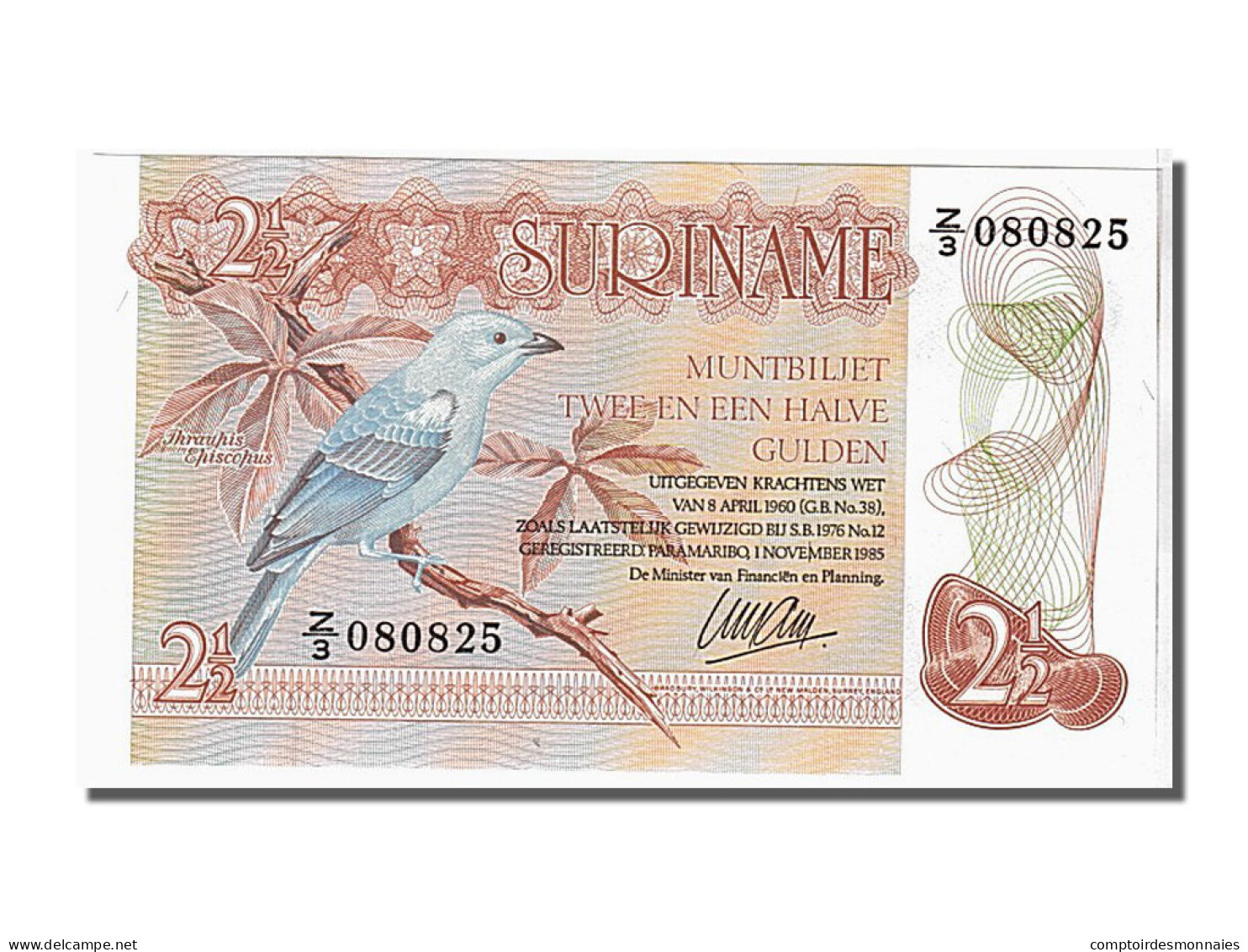 Billet, Suriname, 2 1/2 Gulden, 1985, KM:119a, NEUF - Surinam