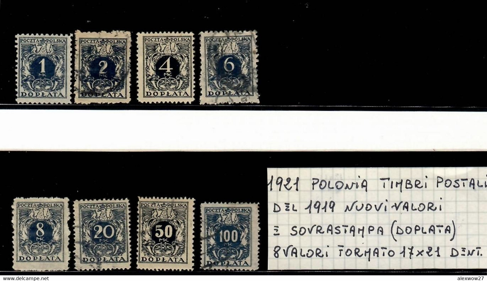 Polonia 1921 -- Servizi -- ( Unif.37/44) US. - Service