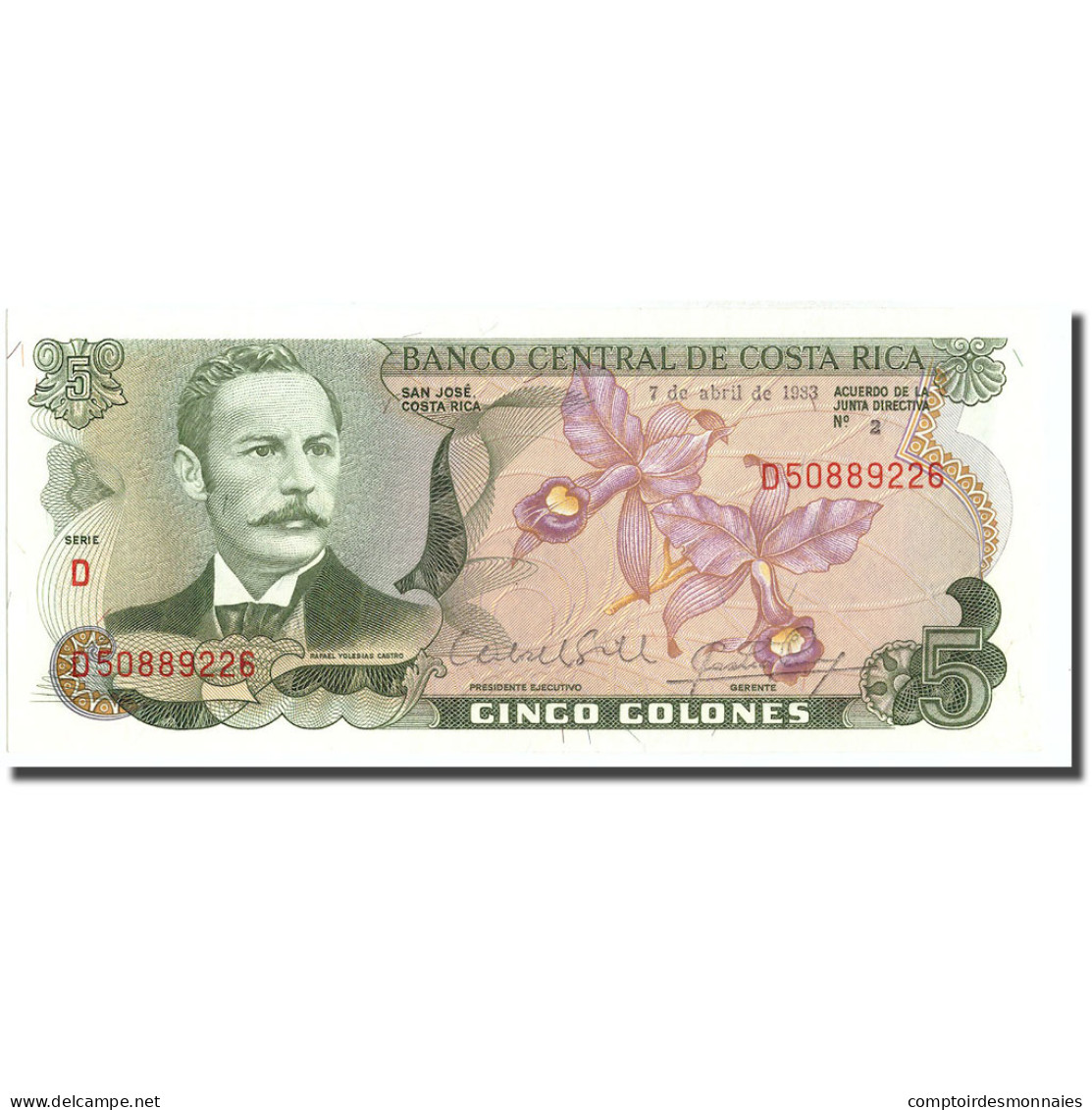 Billet, Costa Rica, 5 Colones, 1983, 1983-04-07, KM:236d, NEUF - Costa Rica