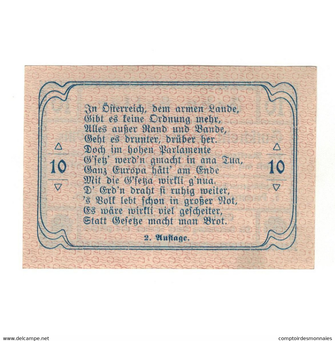 Billet, Autriche, 10 Heller, Texte, 1920, 1920-12-31, SUP, Mehl:FS 1115II - Autriche