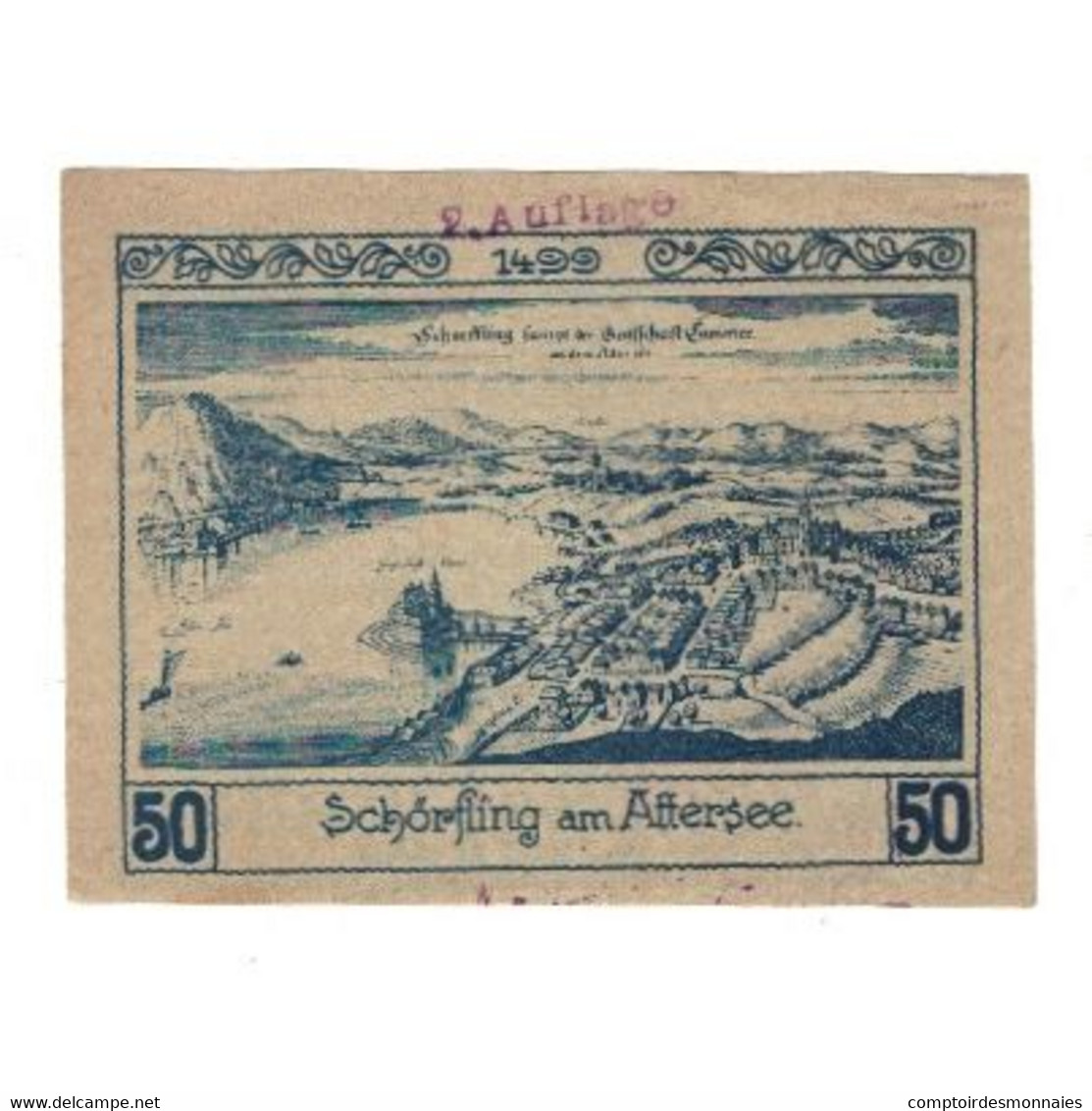 Billet, Autriche, Schörfling Am Attersee O.Ö. Marktgemeinde, 50 Heller - Autriche