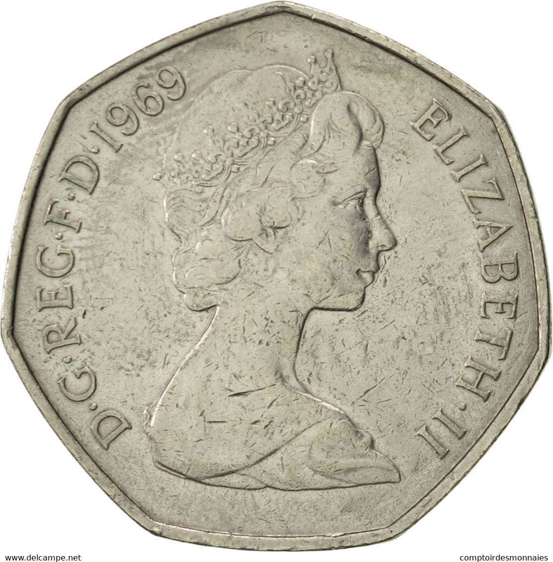 Monnaie, Grande-Bretagne, Elizabeth II, 50 New Pence, 1969, TTB, Copper-nickel - Autres & Non Classés