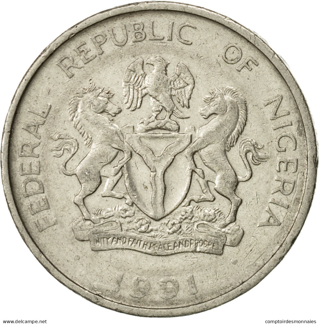 Monnaie, Nigéria, Elizabeth II, Naira, 1991, TTB, Nickel Plated Steel, KM:14 - Nigeria