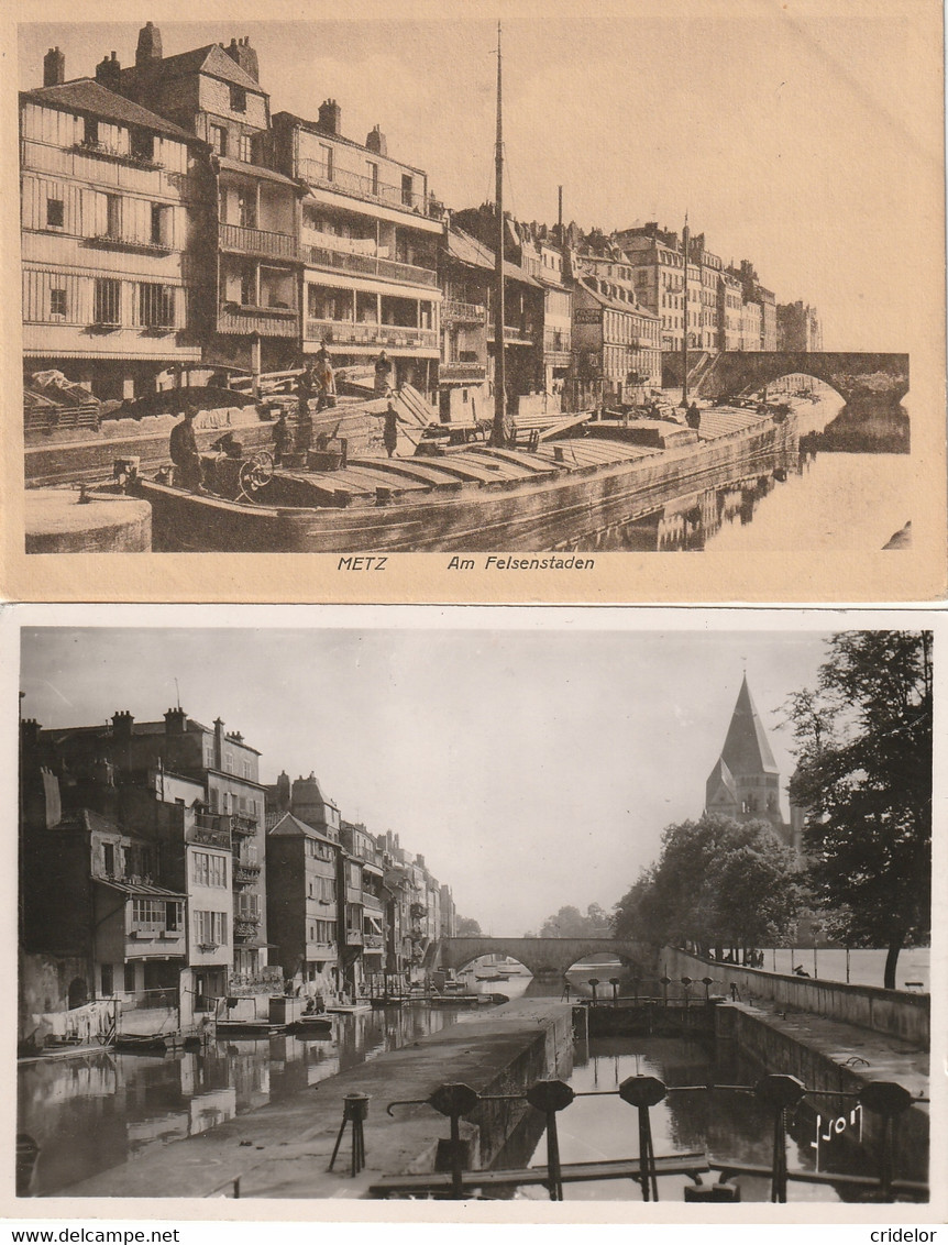 57 - METZ - LES ROCHES - CANAL ECLUSE PENICHE - 2 CARTES - Metz