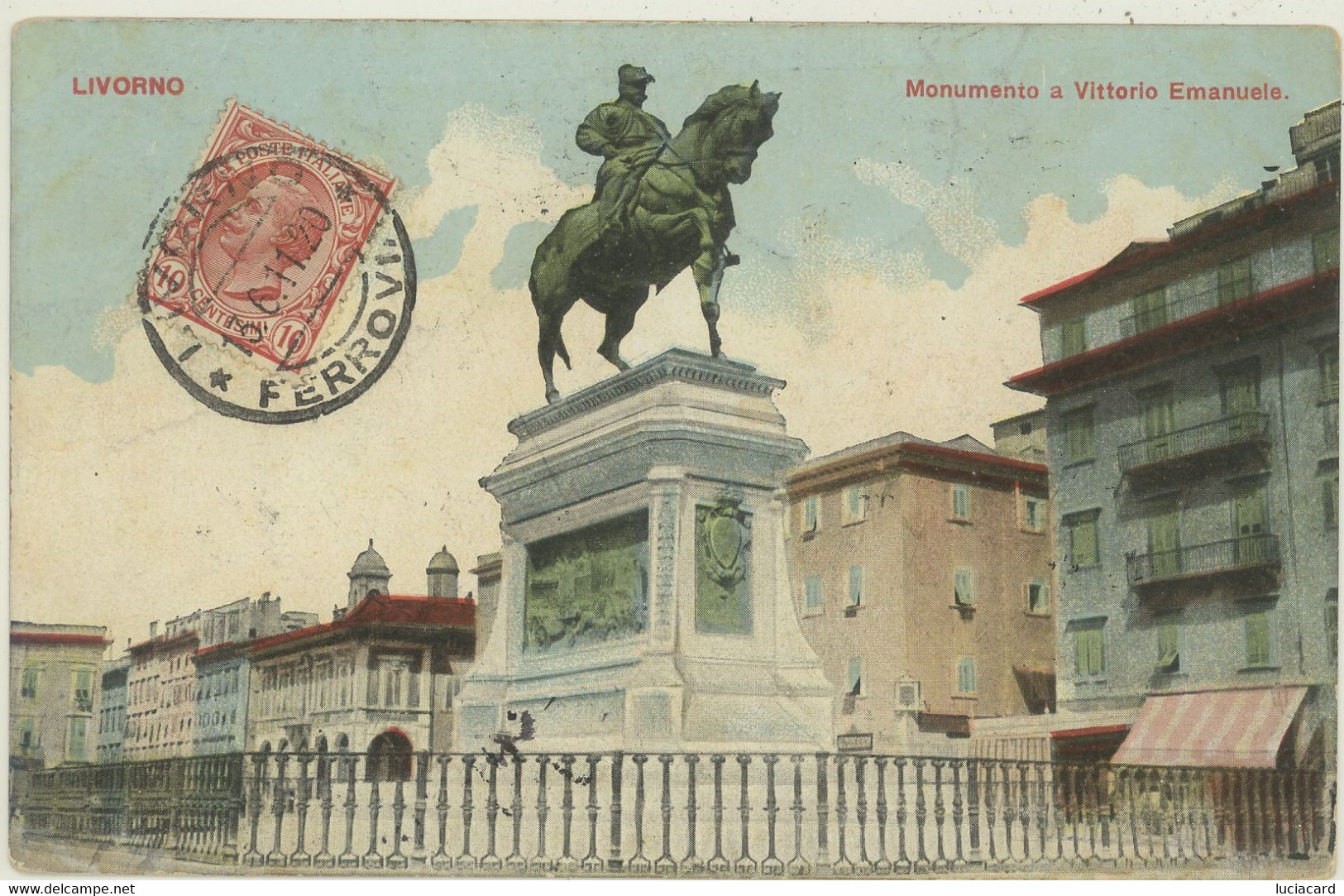 LIVORNO -MONUMENTO A VITT. EMANUELE -VIAGG.1911 - Livorno