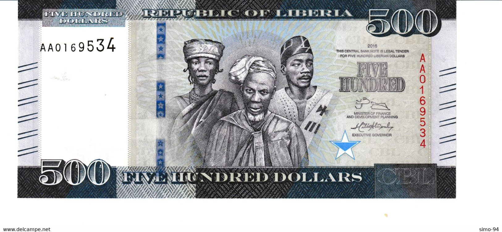 Liberia P.36 500 Dollars 2016 Unc - Liberia