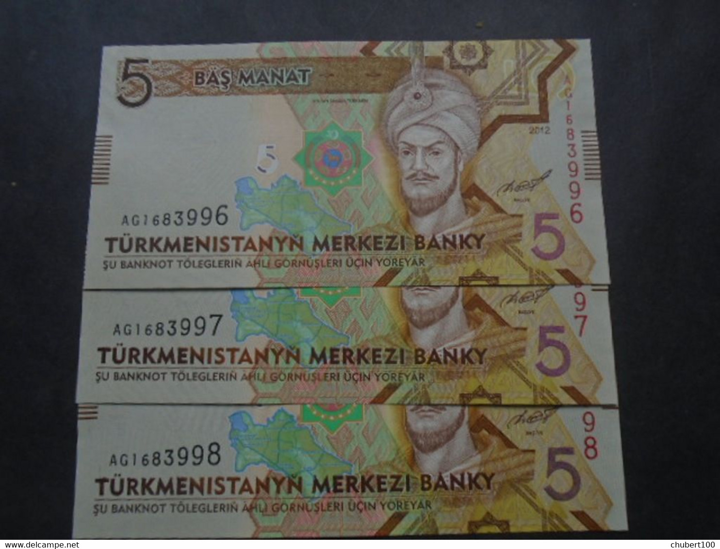 TURKMENISTAN, P 30 , 5 Manat , 2012, UNC Neuf , 3 Notes - Turkmenistan