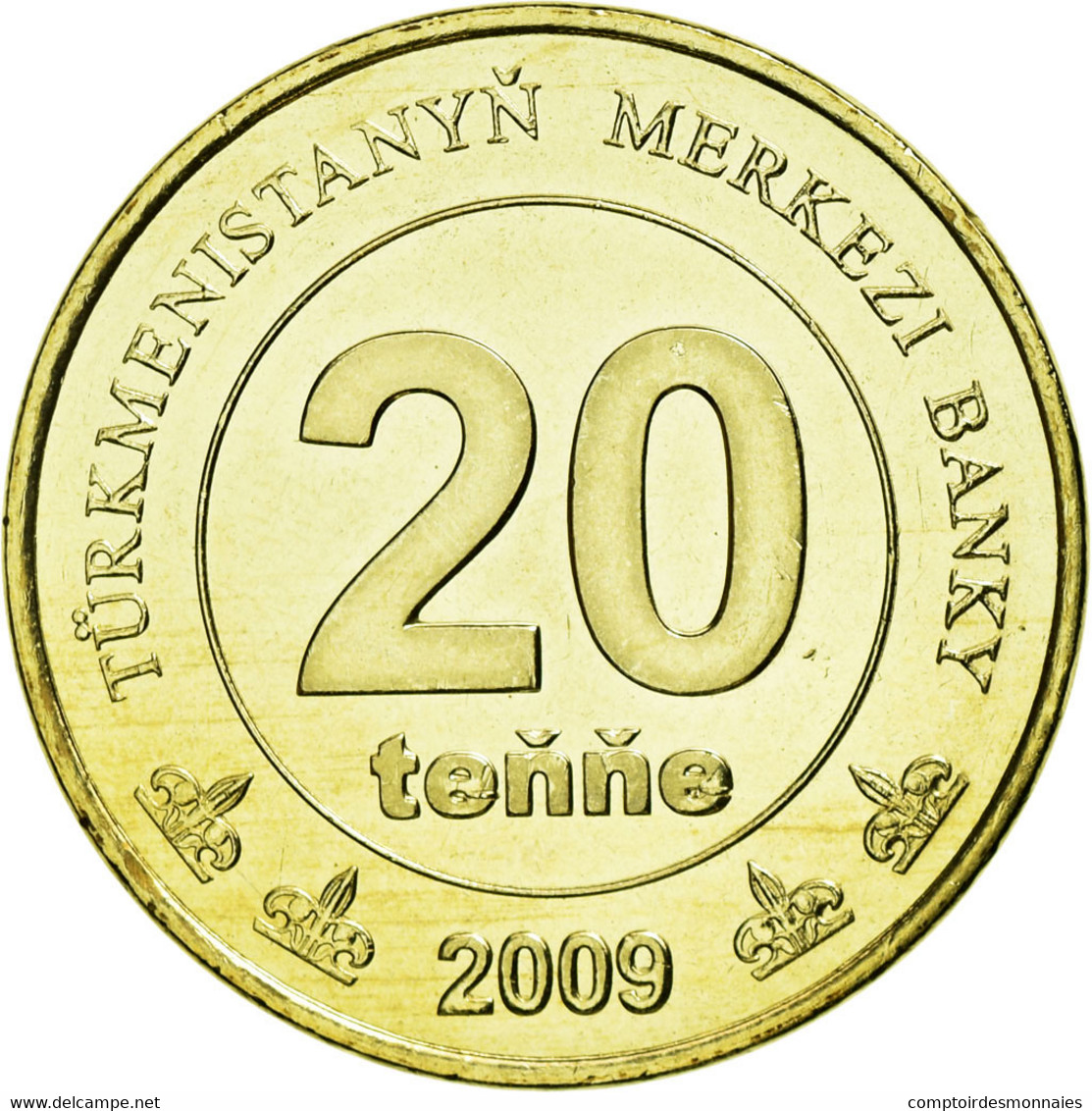 Monnaie, Turkmanistan, 20 Tenge, 2009, SUP, Laiton, KM:99 - Turkménistan
