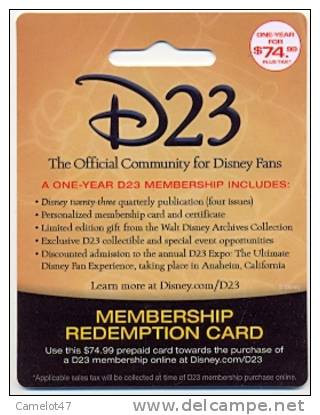 D23 The Official Community For Disney Fans, Membership Card  Ticket # Dtw-37 - Passaporti  Disney