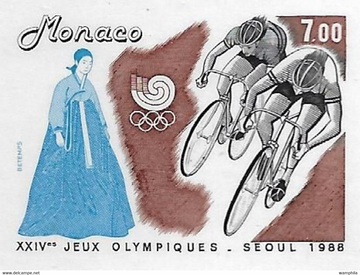 Monaco, Bloc Non Dentelé N°42a** J.O De Séoul. Tennis, Voile, Cyclisme. Cote 350€. - Summer 1988: Seoul