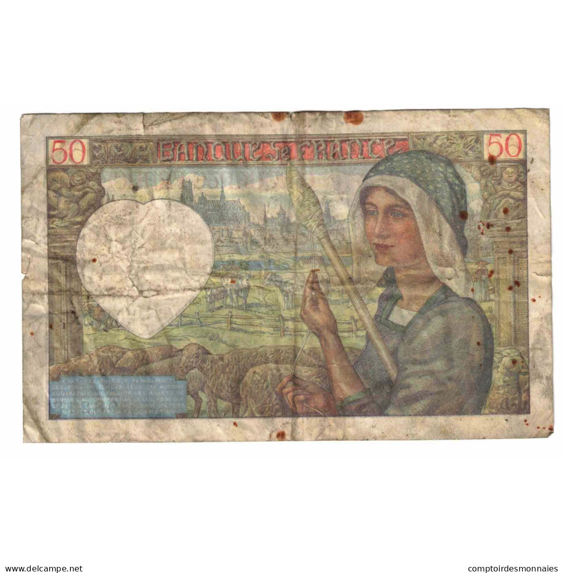 France, 50 Francs, Jacques Coeur, 1940, L.14, B, Fayette:19.2, KM:93 - 50 F 1940-1942 ''Jacques Coeur''