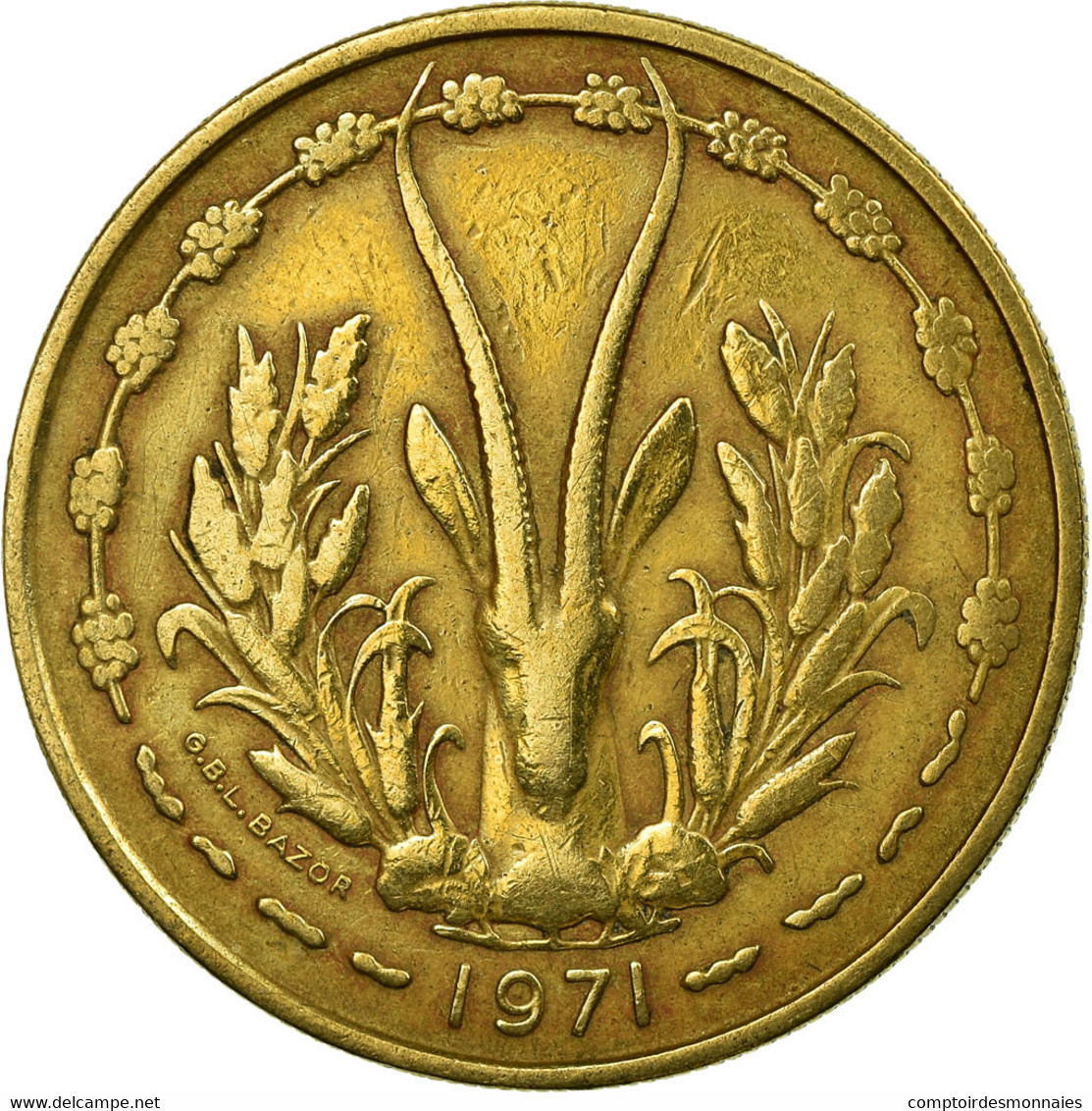 Monnaie, West African States, 25 Francs, 1971, TTB, Aluminum-Bronze, KM:5 - Côte-d'Ivoire