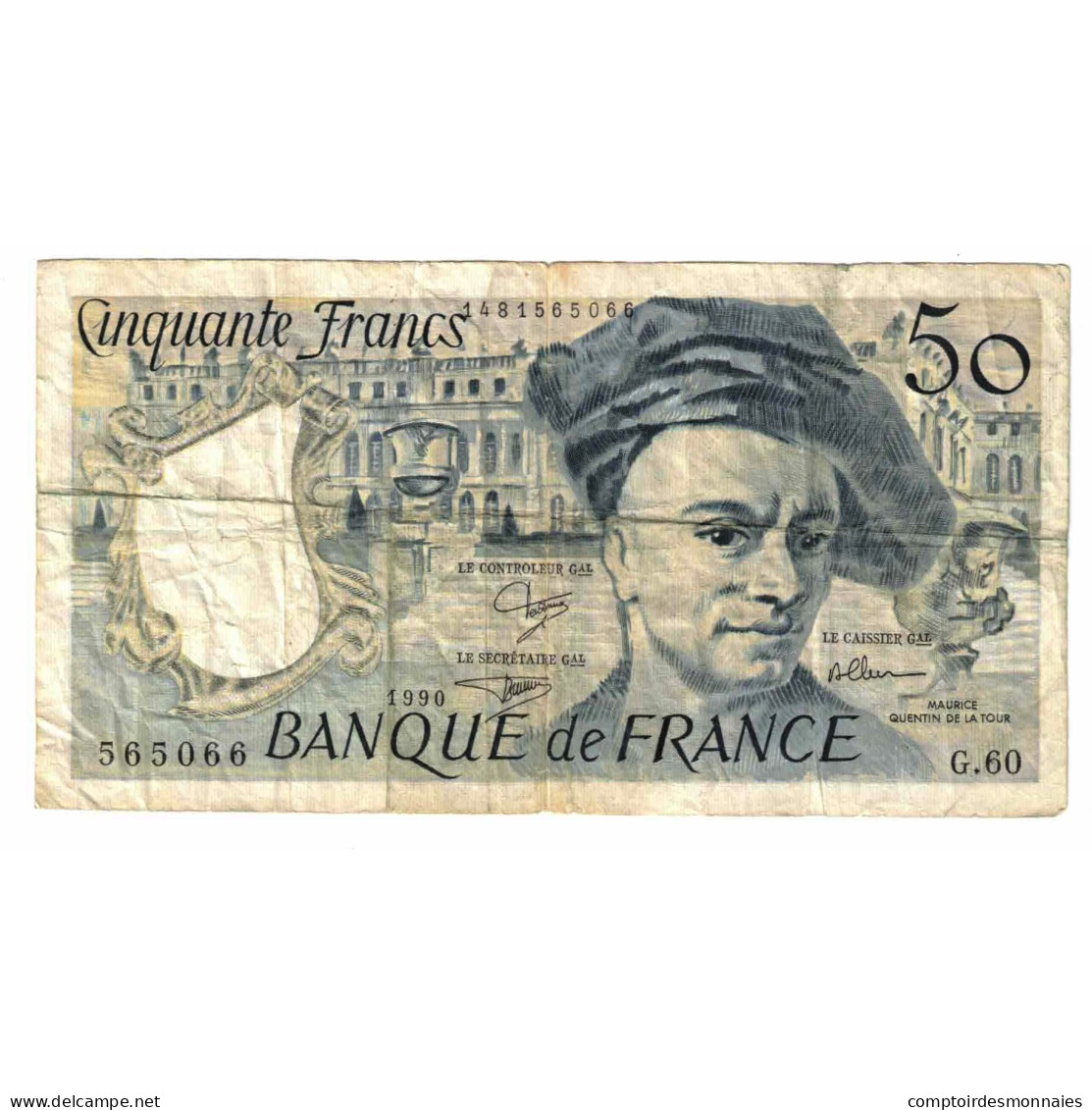 France, 50 Francs, Quentin De La Tour, 1990, G.60, TB, Fayette:67.16, KM:152e - 50 F 1976-1992 ''Quentin De La Tour''