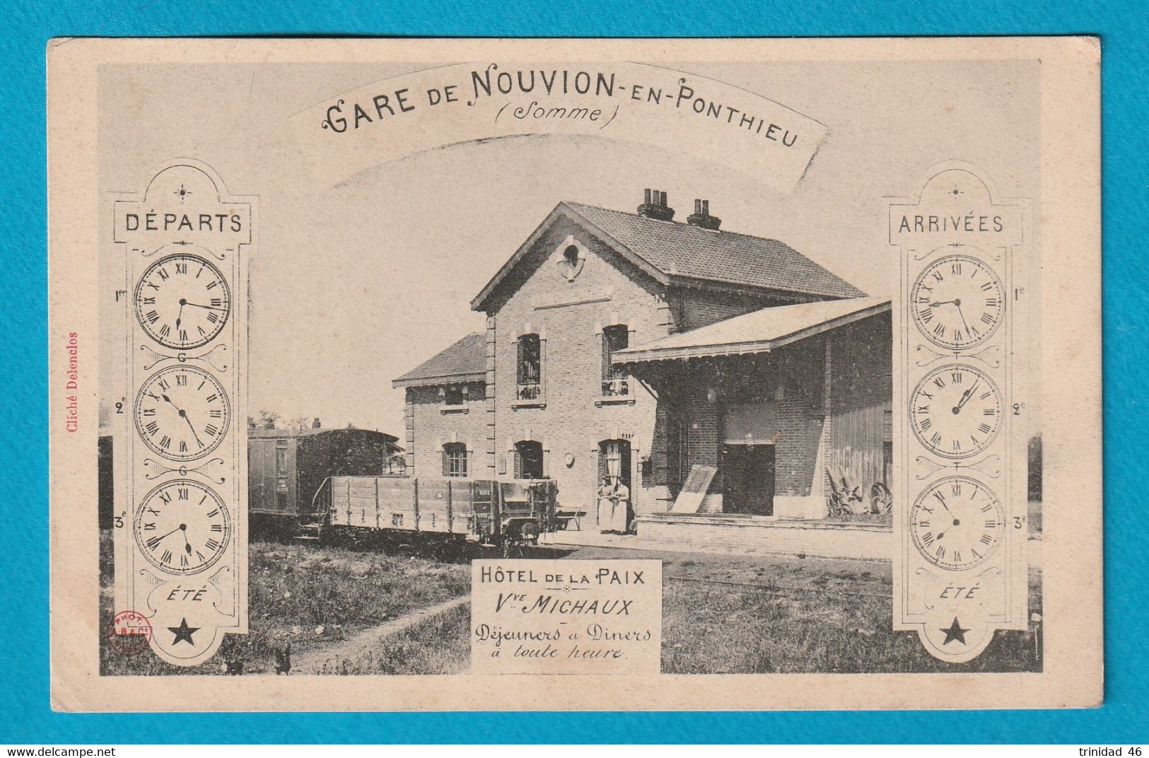 NOUVION EN PONTHIEU 80 ( LA GARE ) CARTE DE L'HOTEL DE LA PAIX VEUVE MICHAUX - Nouvion