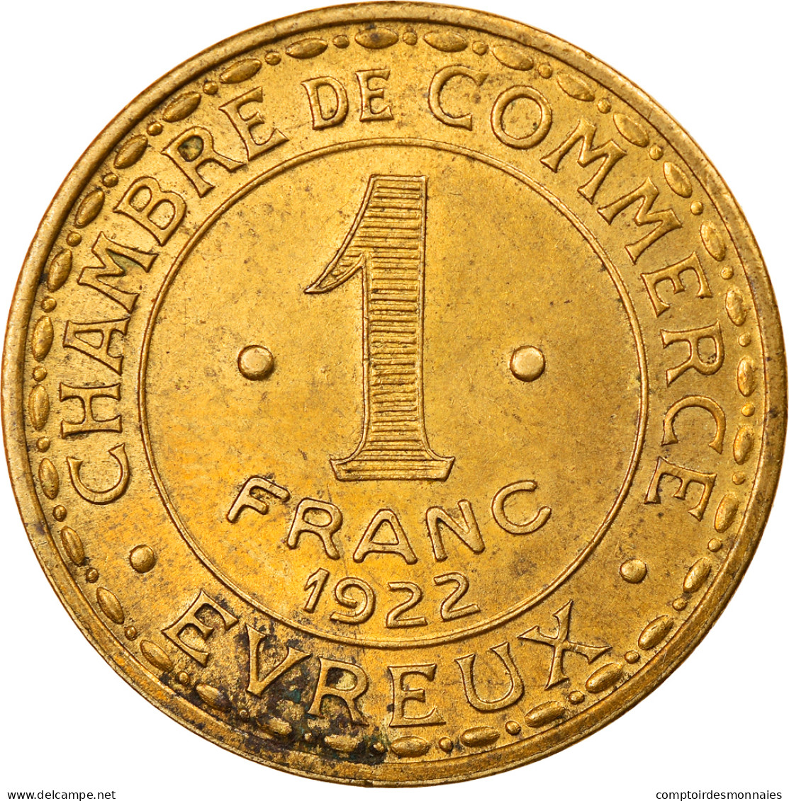 Monnaie, France, 1 Franc, 1922, TTB, Laiton, Elie:10.4 - Monétaires / De Nécessité