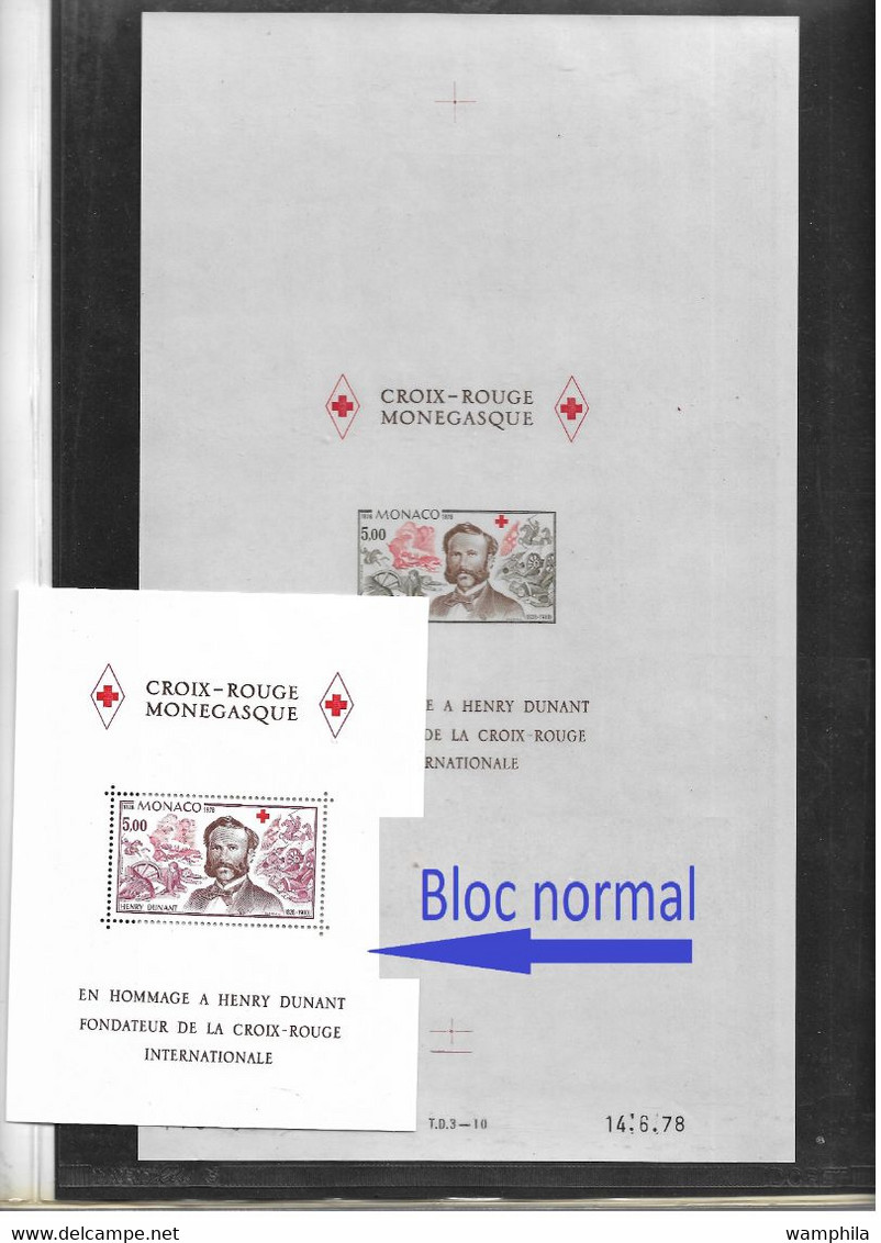 Monaco Bloc Gommé N°15** Essai Non Dentelé Jaune-olive, Grand Format 280 X 160. RARE - Varietà