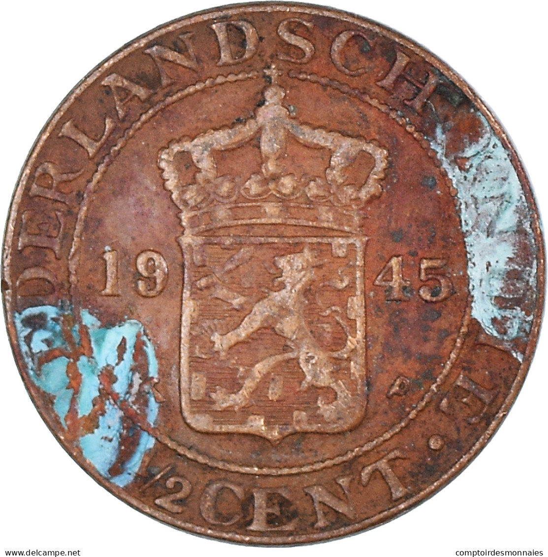 Monnaie, Pays-Bas, 2-1/2 Cents, 1945 - Indes Neerlandesas