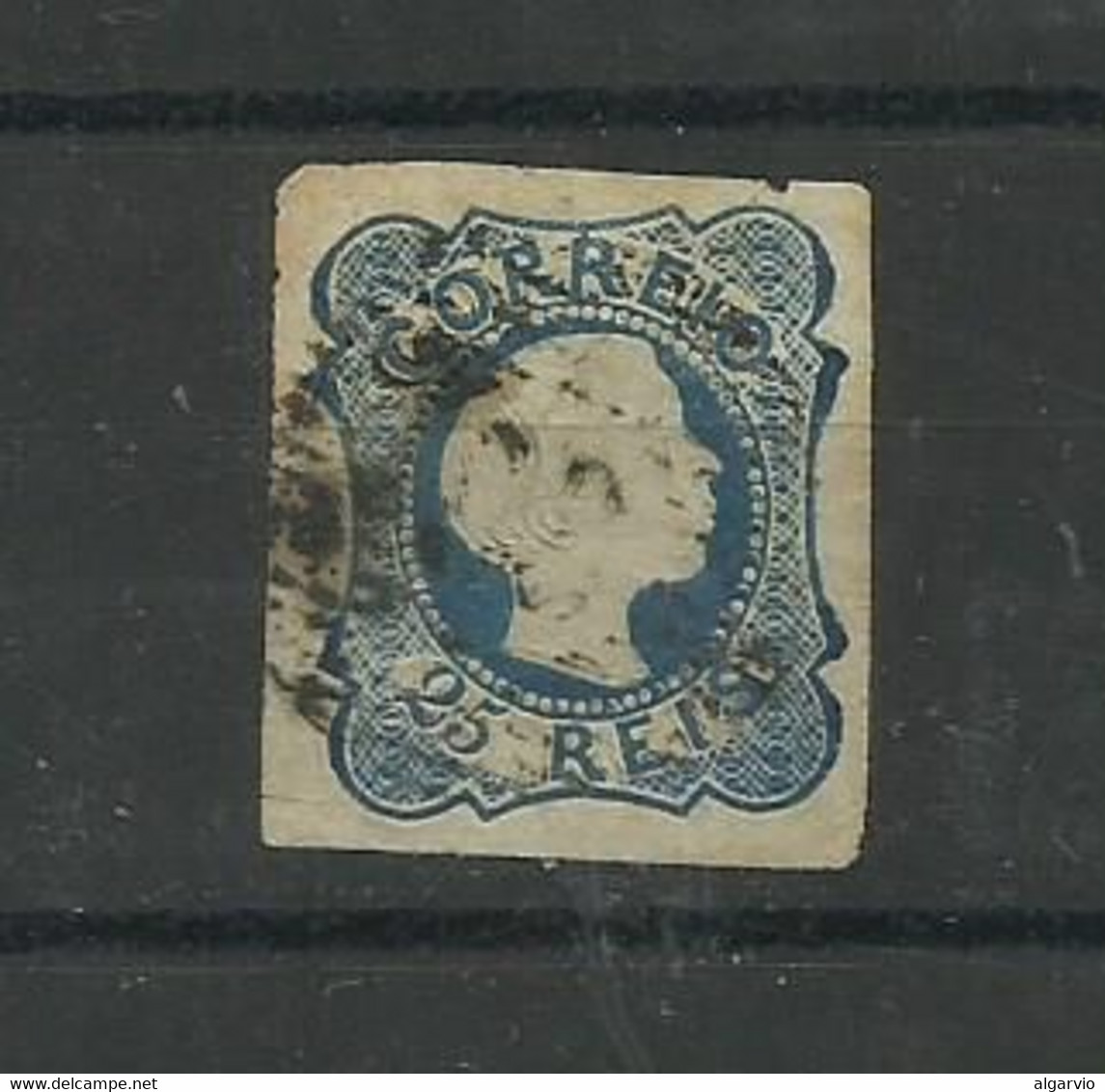 Portugal. 1855/6 , D Pedro Cabelos Lisos, # 6 , 25 Rs Azul Usado. Boas Margens, Lt 383 - Usado