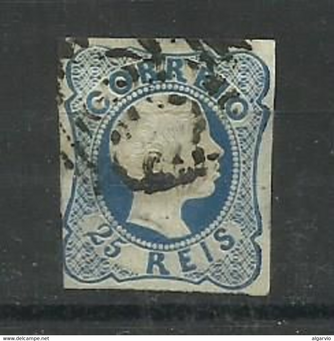 Portugal. 1855/6 , D Pedro Cabelos Lisos, # 6 , 25 Rs Azul Usado. 2ª Escolha  Lt 384 - Usado