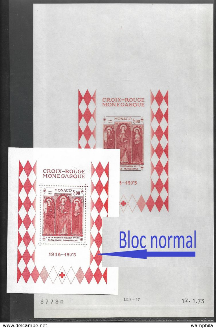 Monaco Bloc Gommé N°7** Essai Non Dentelé ,GD. Format 280 X 160. Croix-Rouge. RARE - Plaatfouten En Curiosa