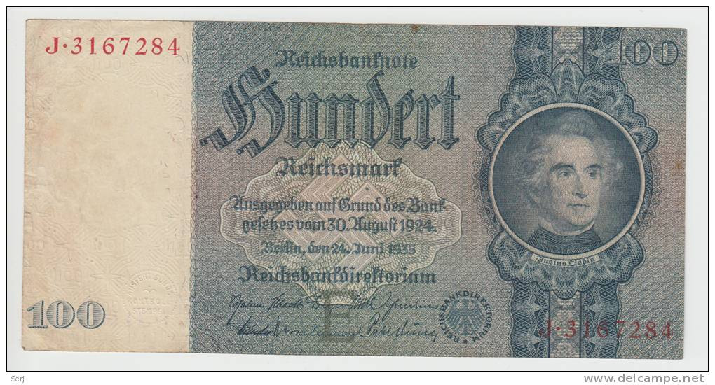 Germany 100 Reichsmark 24-6- 1935 VF+ CRISP Banknote P 183a  183 A - 100 Reichsmark