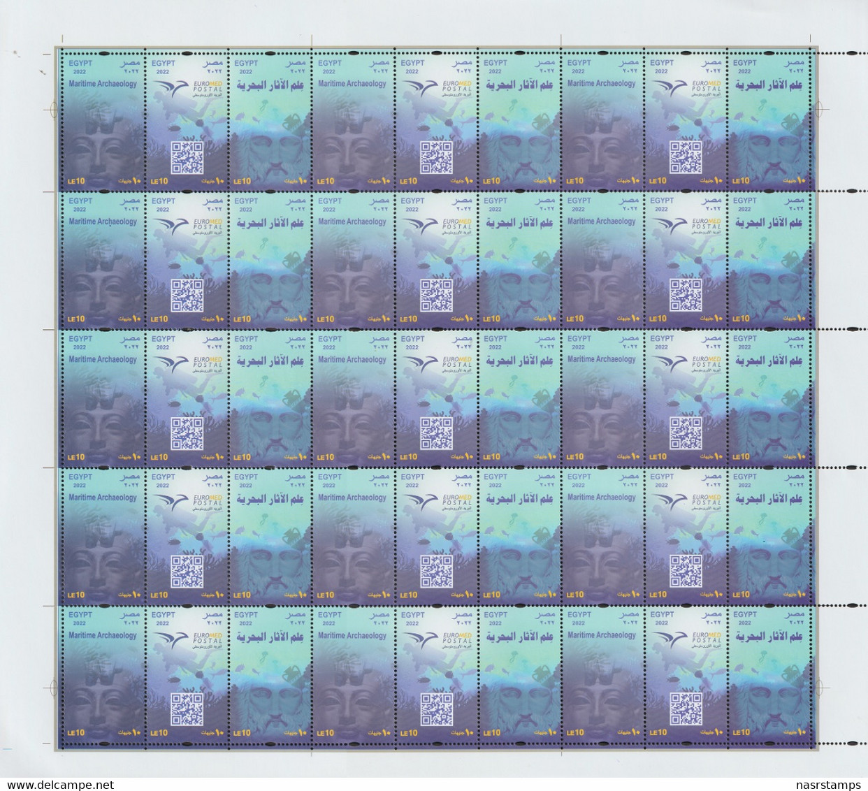 Egypt - 2022 - Sheet Of 15 Sets - ( EUROMED Postal - Maritime Archaeology ) - MNH (**) - Egiptología