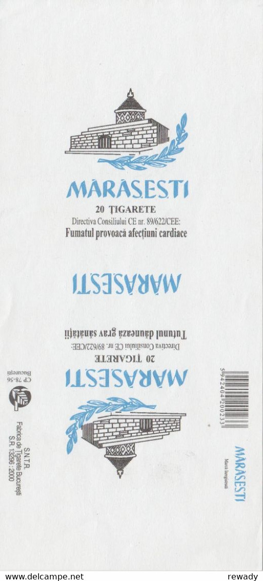 Romania - Marasesti / Emballage Cigarette / Fabrica De Tigarete Bucuresti - Zigarrenetuis