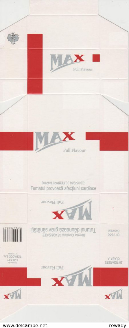 Romania - MAX / Emballage Cartonne Cigarette / GALAXY TOBACCO SA Bucuresti - Sigarenkokers