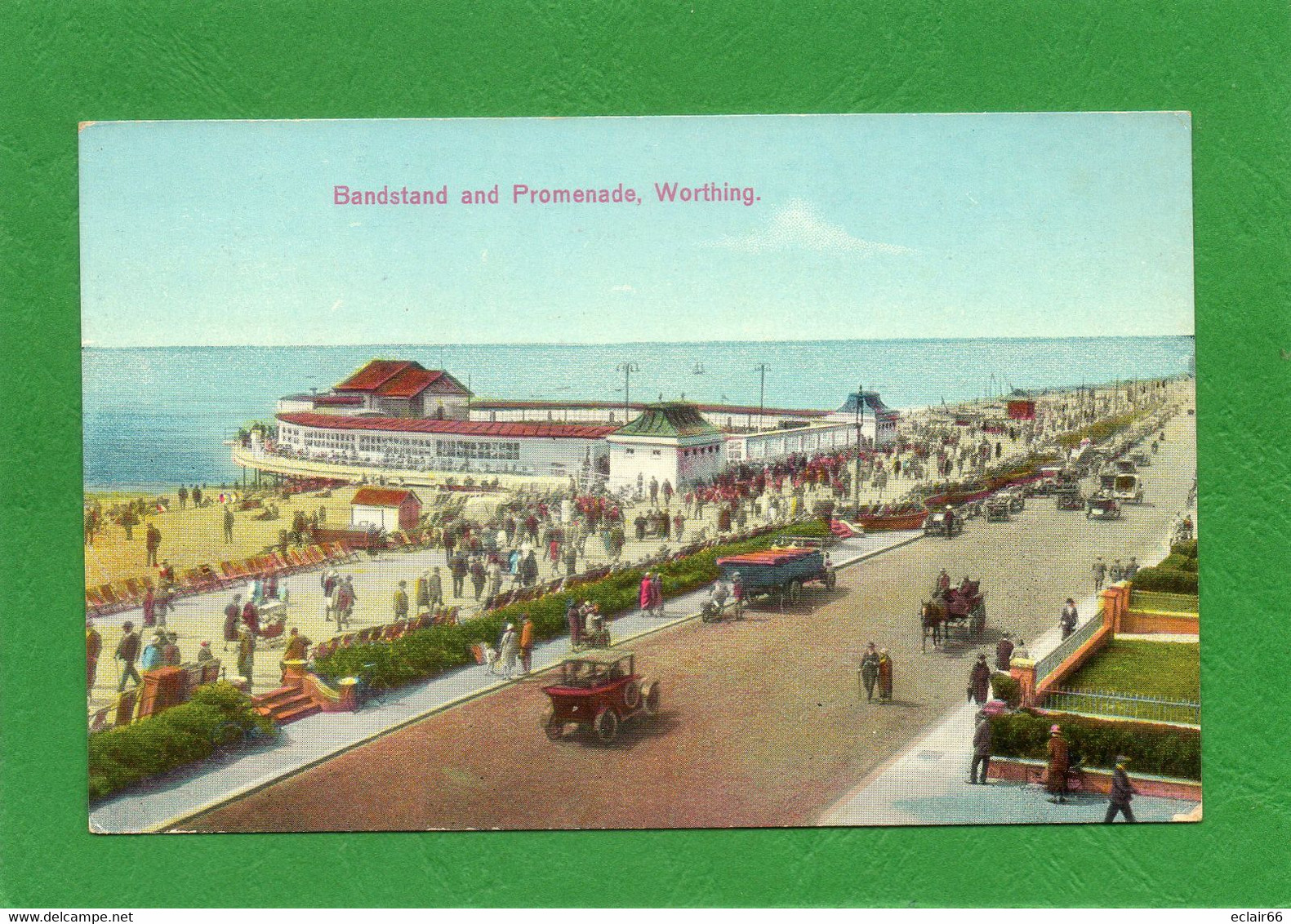 Worthing, Bandstand And Pier, Voitures Anciennes, Old Cars CPA  1930  (1) - Worthing