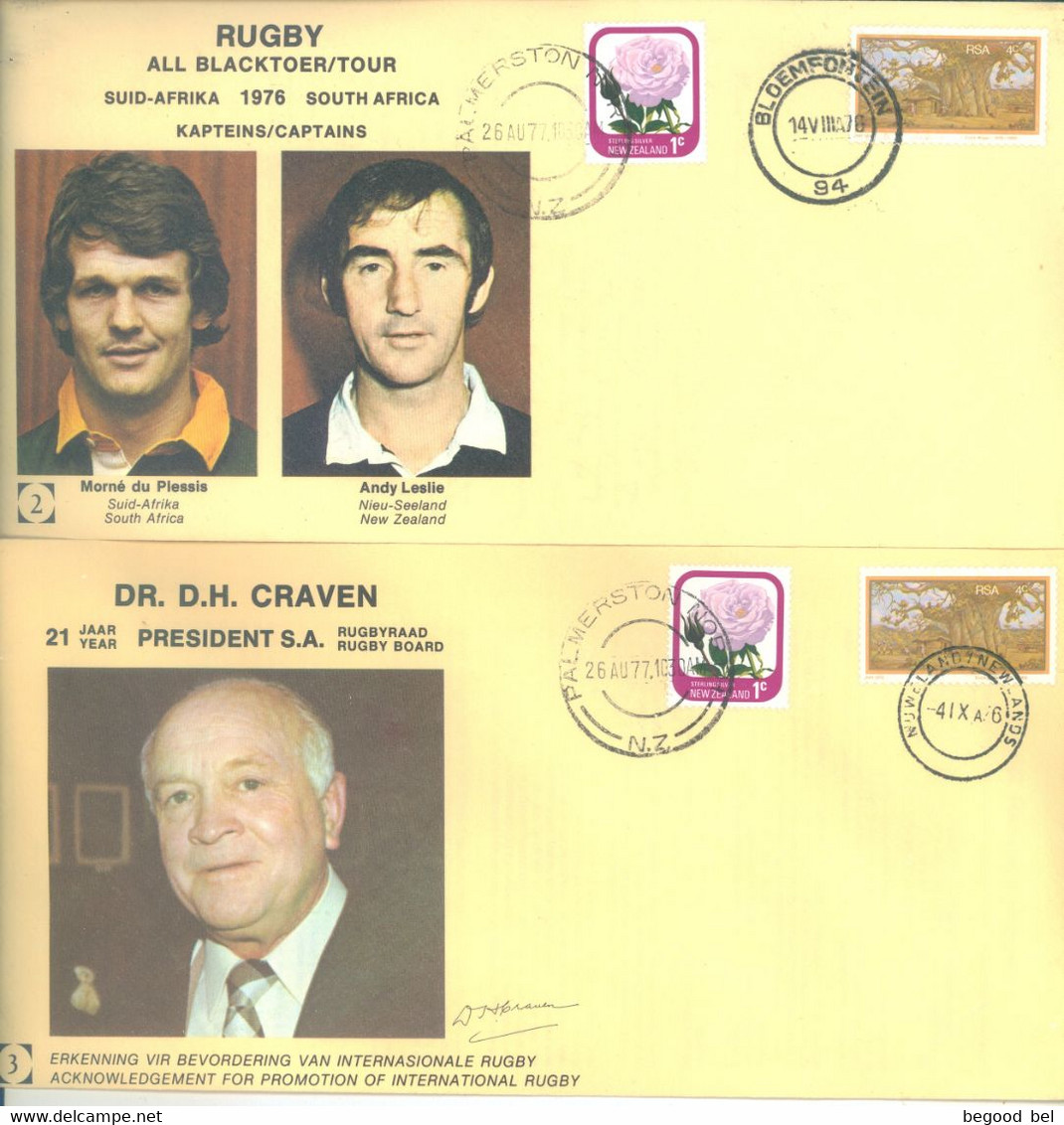 NEW ZEALAND - 1977  - 2 COVERS RUGBY SUID AFRIKA  NEW ZEALAND - Lot 25200 - Cartas & Documentos