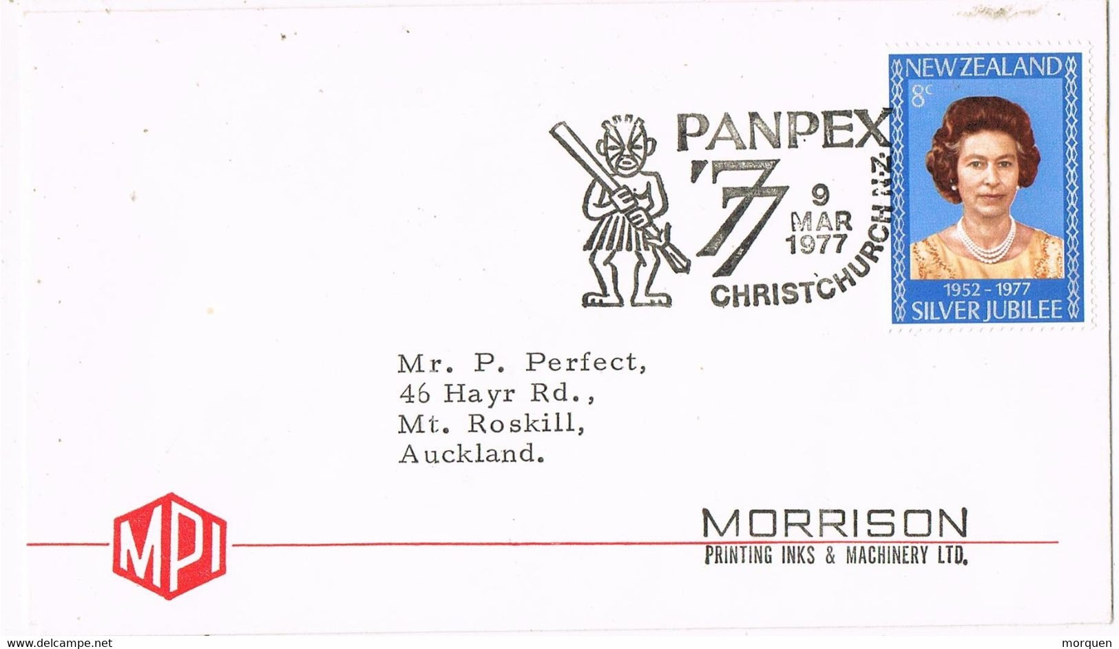 46023. Carta CHRISTCHURCH (New Zealand) 1977. PANPEX 77, Silver Jubilee The Queen - Covers & Documents