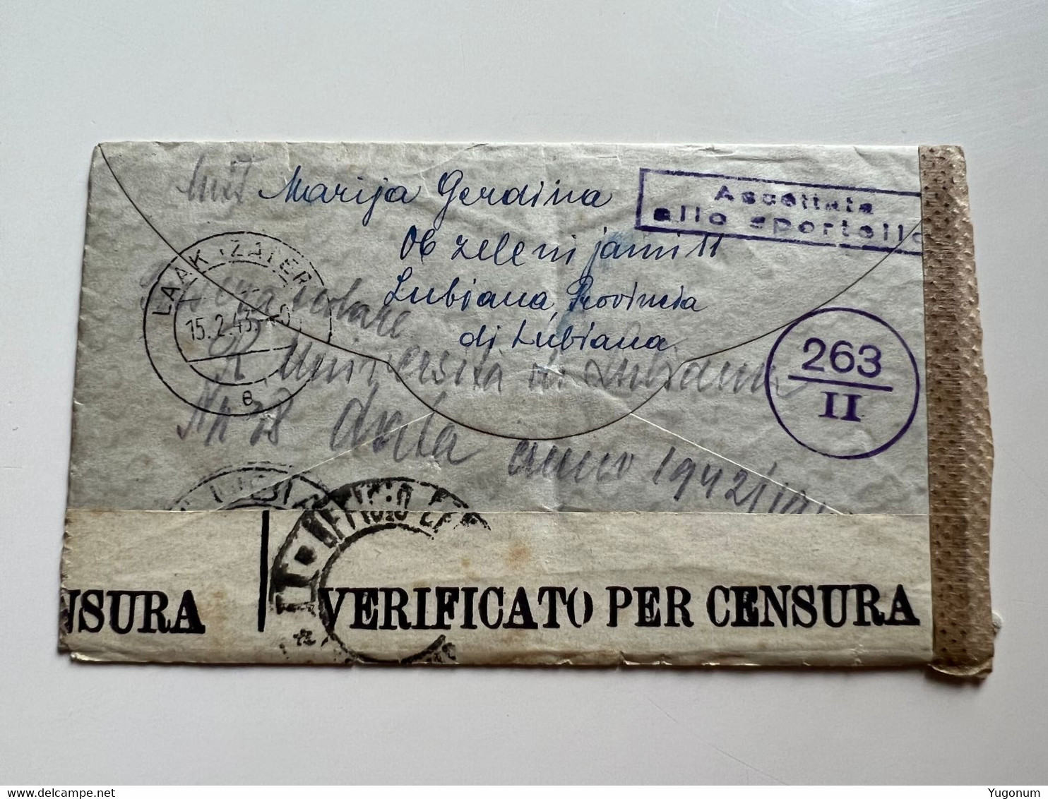 WWII 1943 Letter Sent From Lubiana Ljubljana To Skofja Loka Slovenia (No 523) - Fiume & Kupa