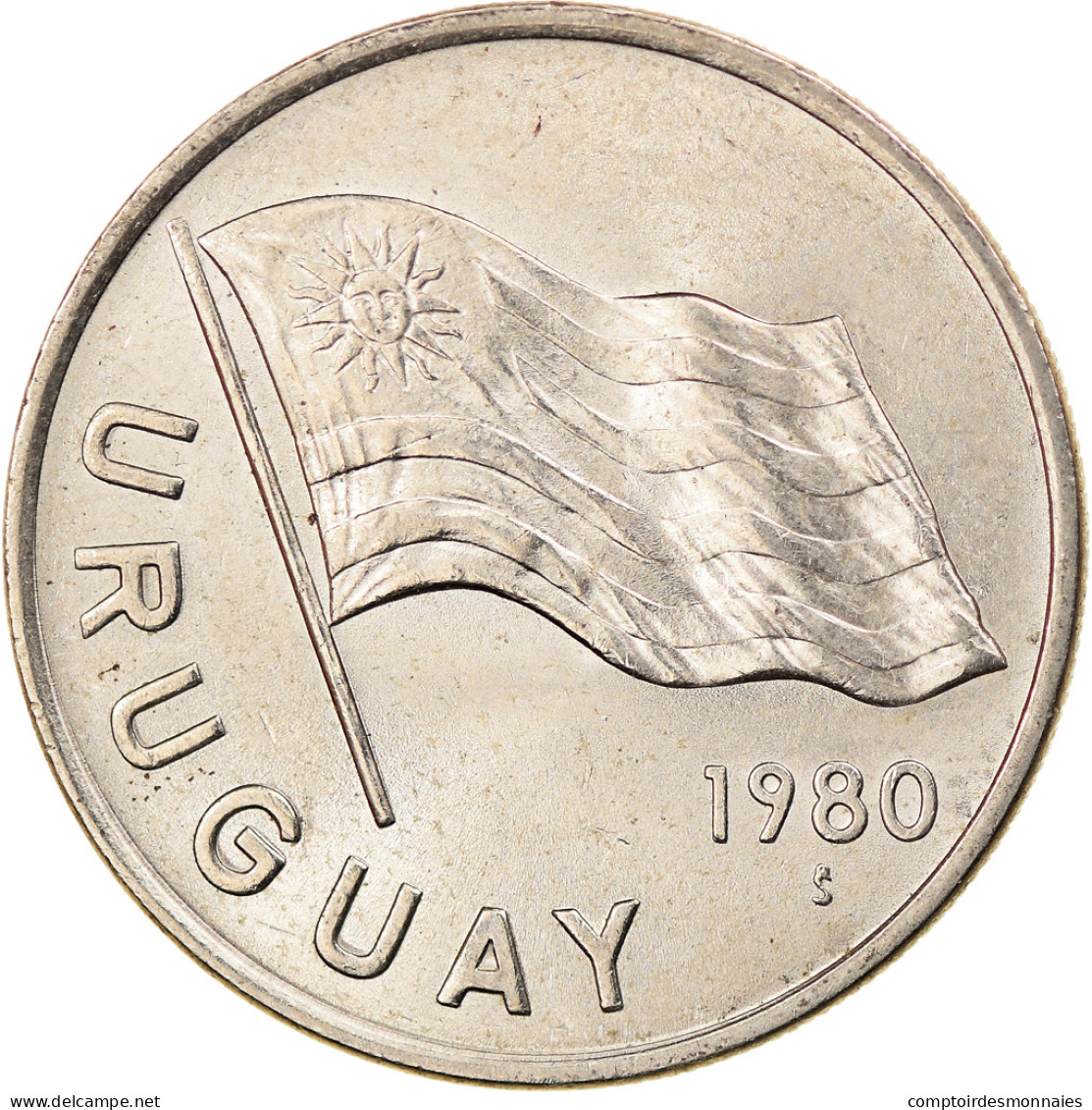 Monnaie, Uruguay, 5 Nuevos Pesos, 1980, Santiago, SUP, Copper-Nickel-Zinc, KM:75 - Uruguay