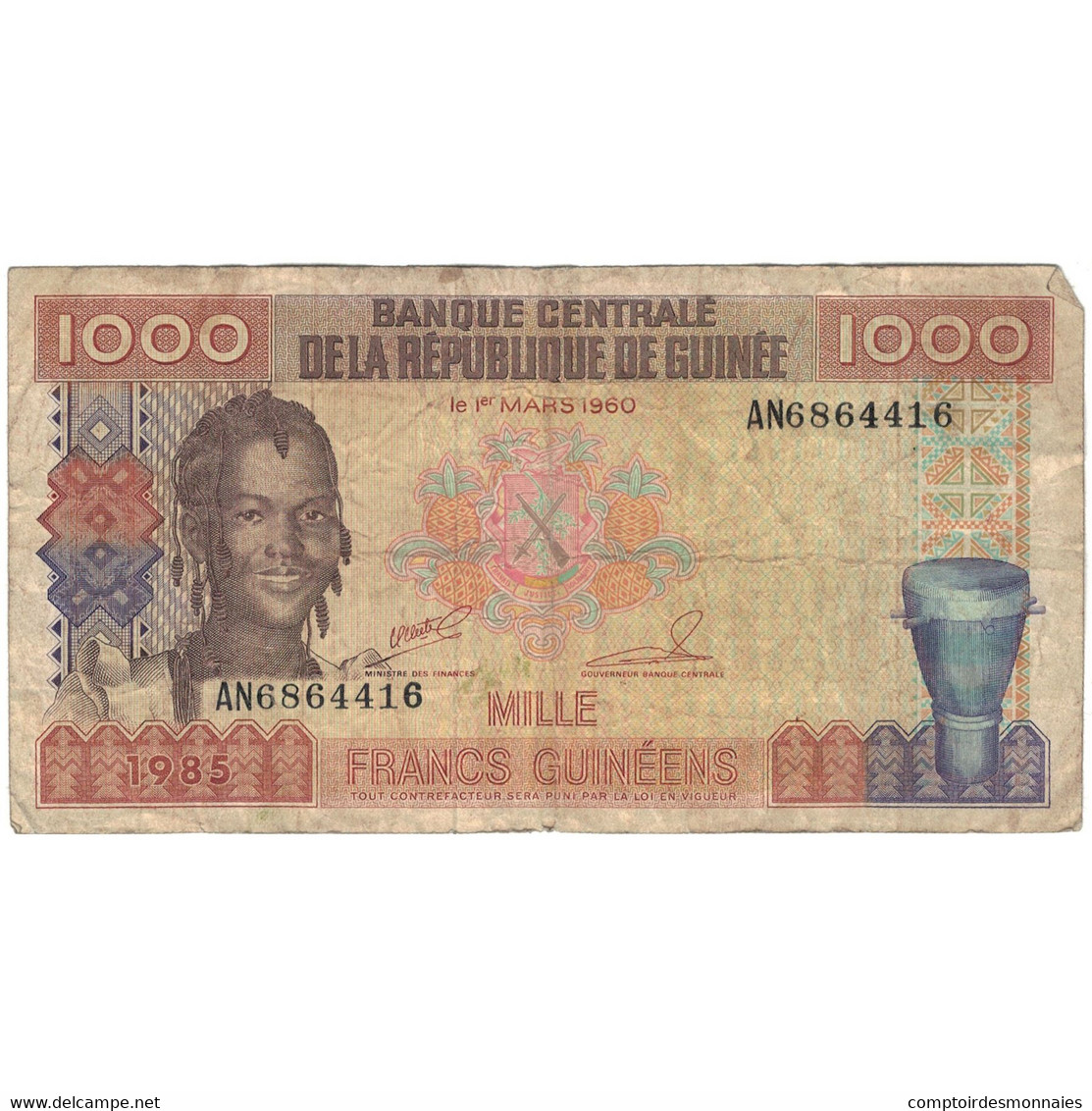 Billet, Guinea, 1000 Francs, 1960, 1960-03-01, KM:32a, B+ - Guinée