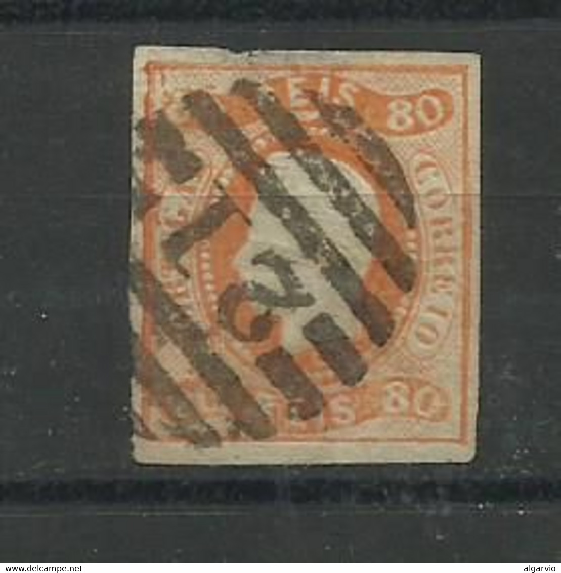 Portugal. 1866/7 D Luis Fita Curva N/dent. # 24 80rs Laranja Usado Lt  ,416 - Gebruikt