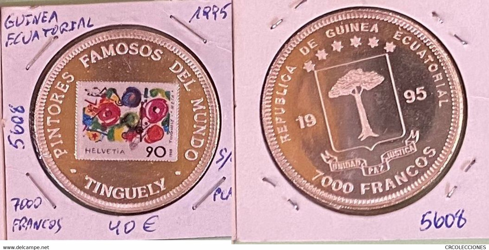 E5608 MONEDA GUINEA ECUATORIAL 7000 FRANCOS 1995 PLATA SIN CIRCULAR 40 - Aequatorial-Guinea