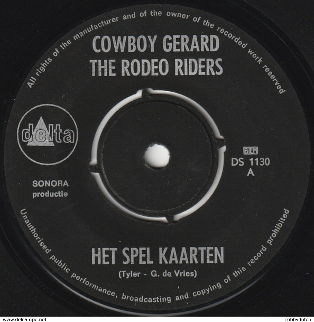 * 7"  *  COWBOY GERARD & THE RODEO RIDERS - HET SPEL KAARTEN (Holland 1965) - Otros - Canción Neerlandesa