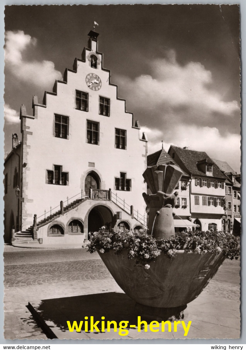 Karlstadt Am Main - S/w Rathaus Mit Glauberbrunnen 1   Fehldruck Glauberturm - Karlstadt