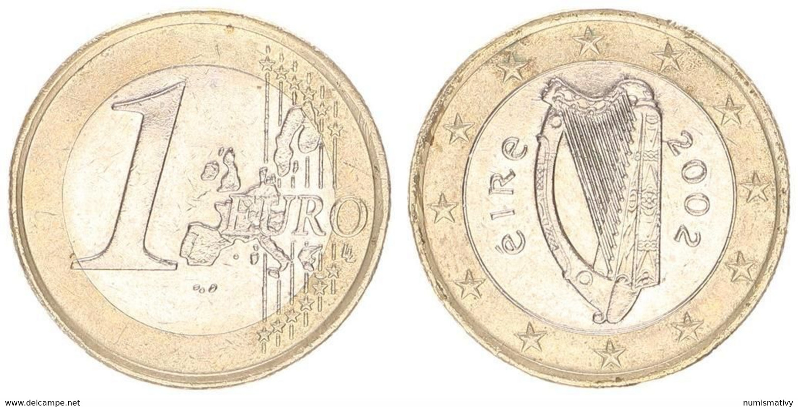 Fauté Erreur De Flan Insert Non Magnétique 1 EURO 2002 Irlande € Error - Variëteiten En Curiosa