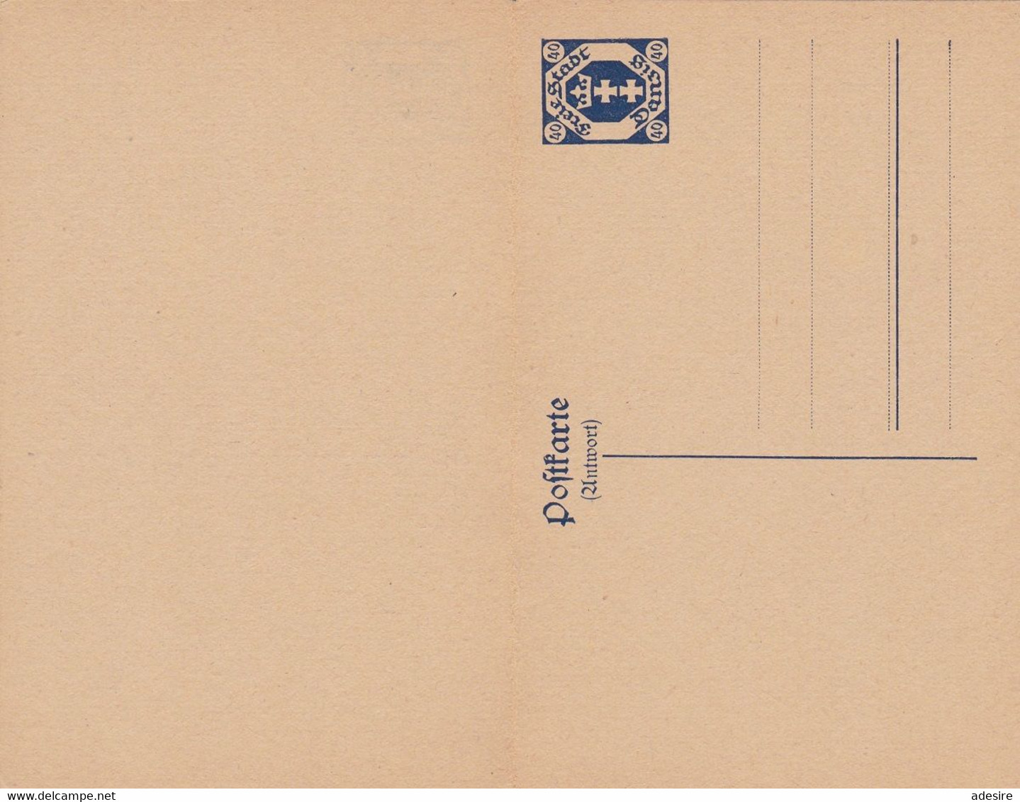 FREIE STADT DANZIG 1921 - 2 X 40 Pf Ganzsache Auf Doppel-Pk Ungebraucht ** ... - Postal  Stationery