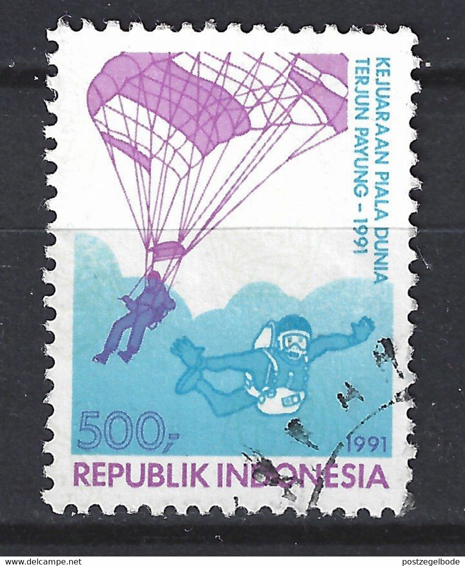 Indonesia Indonesie 1471 Used ; Parachutespringen Parachute Jumping 1991 - Parachutespringen