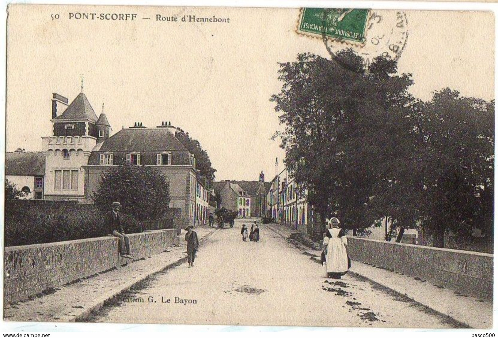 1908 PONT SCORFF - Route D'HENNEBONT Animée - Pont Scorff